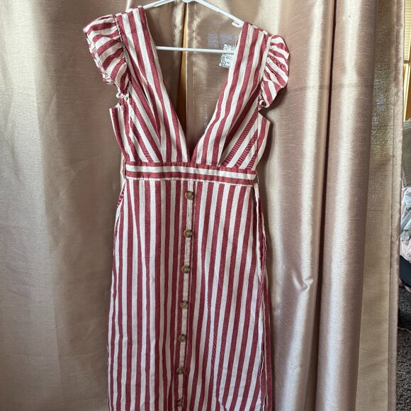 Striped Button Up Dress - Picture 1 of 6